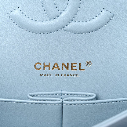 Chanel Caviar Quilted Medium Double Flap Light Blue 6 of 10