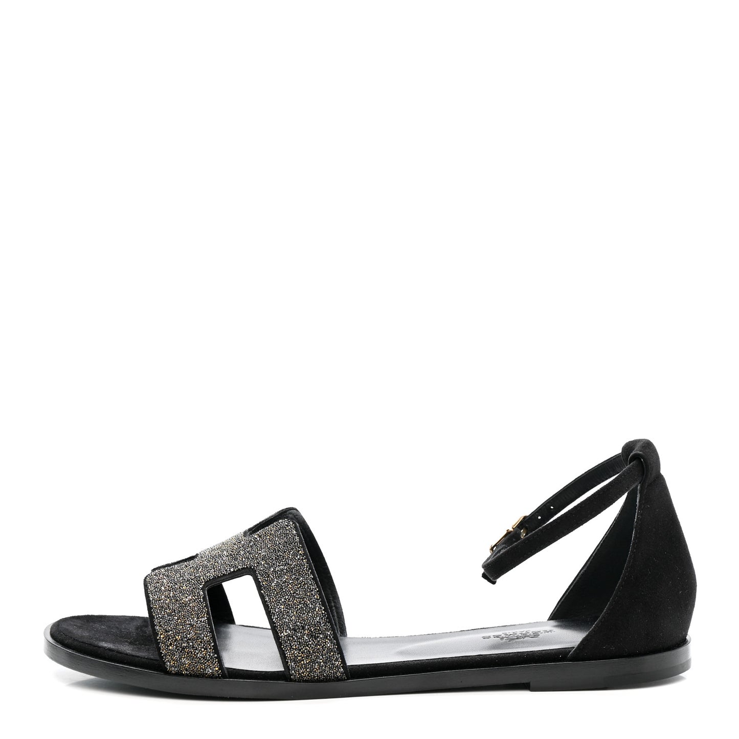 Suede Glitter Santorini Sandals 38.5 Black