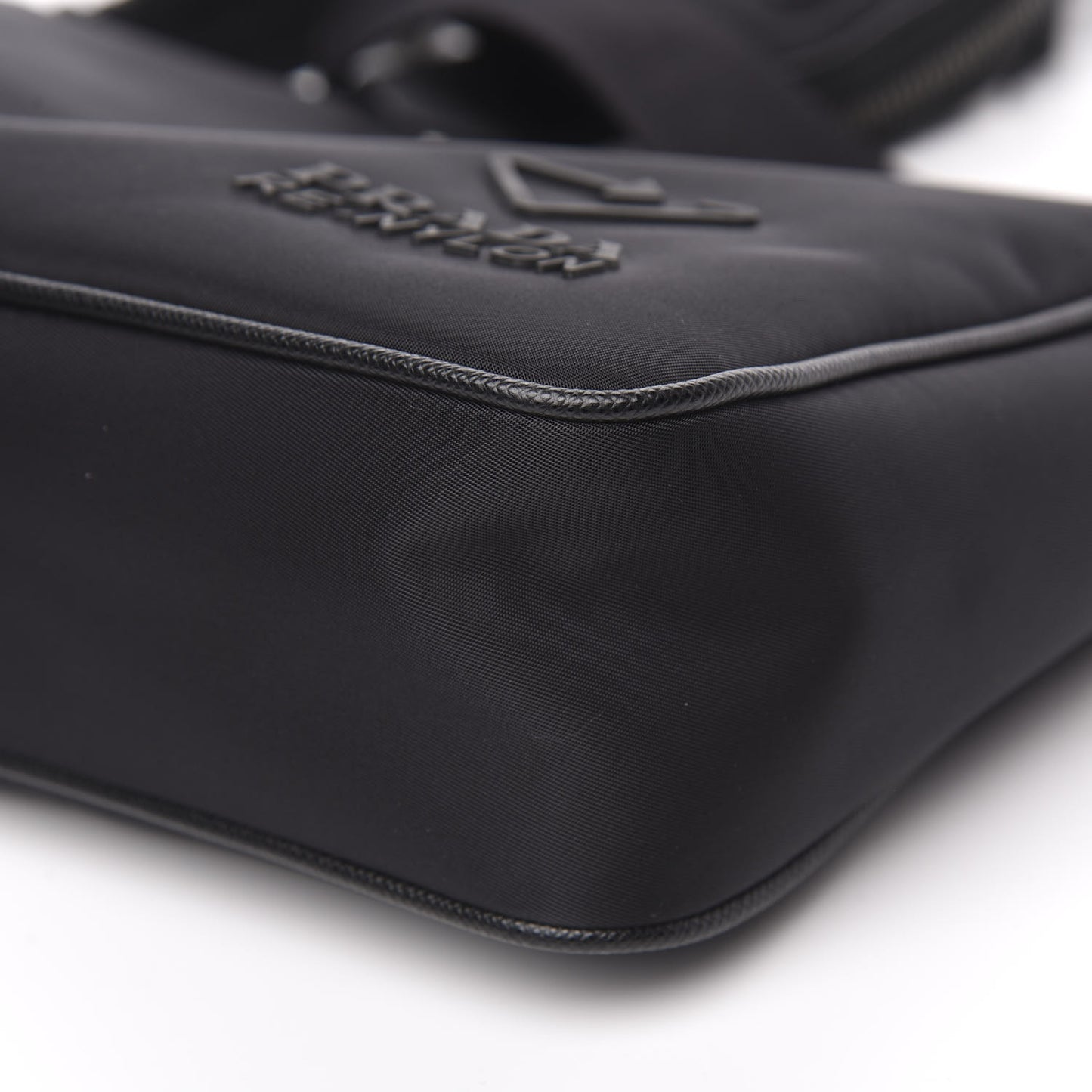 Re-Nylon Saffiano Pocket Zippered Shoulder Bag Black