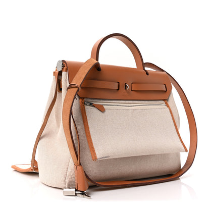 Hermes H Plume Canvas Vache Hunter Circuit 24 Herbag Zip Retourne 31 Ecru Jaune Natural 4 of 11