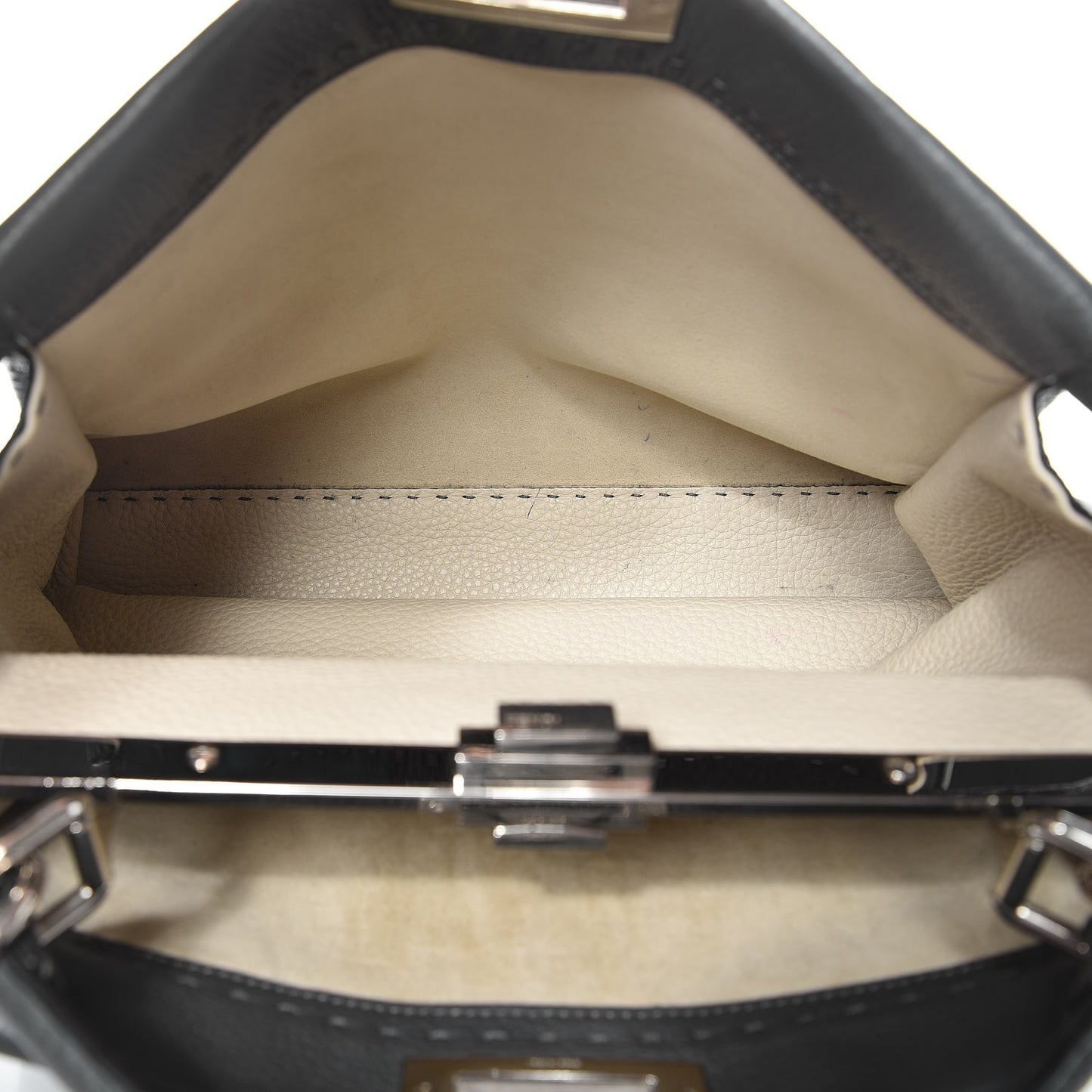 Cuoio Romano Selleria Bi-Color Large Peekaboo Iconic Satchel Asfalto Latte