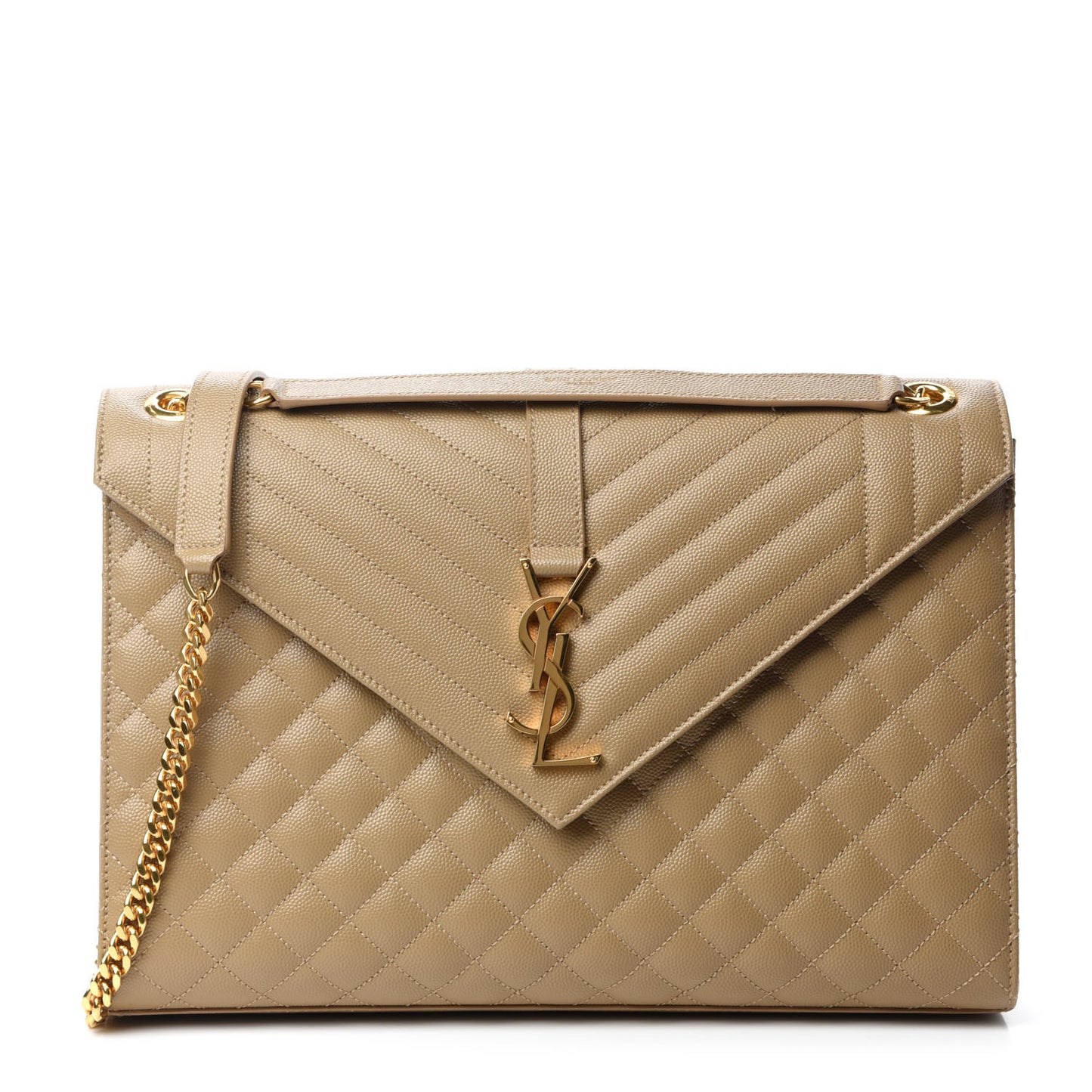 Grain De Poudre Mixed Matelasse Large Triquilt Monogram Satchel Dark Beige