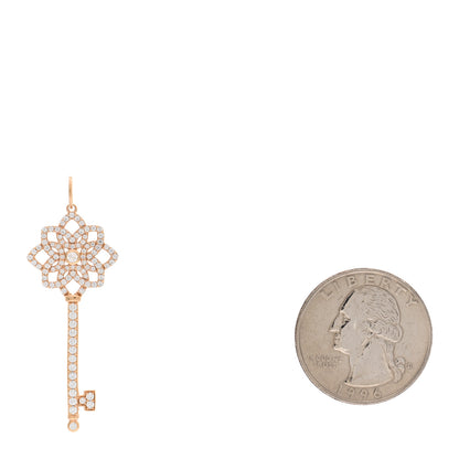 Tiffany 18K Rose Gold Diamond Medium Woven Key Pendant 2 of 4