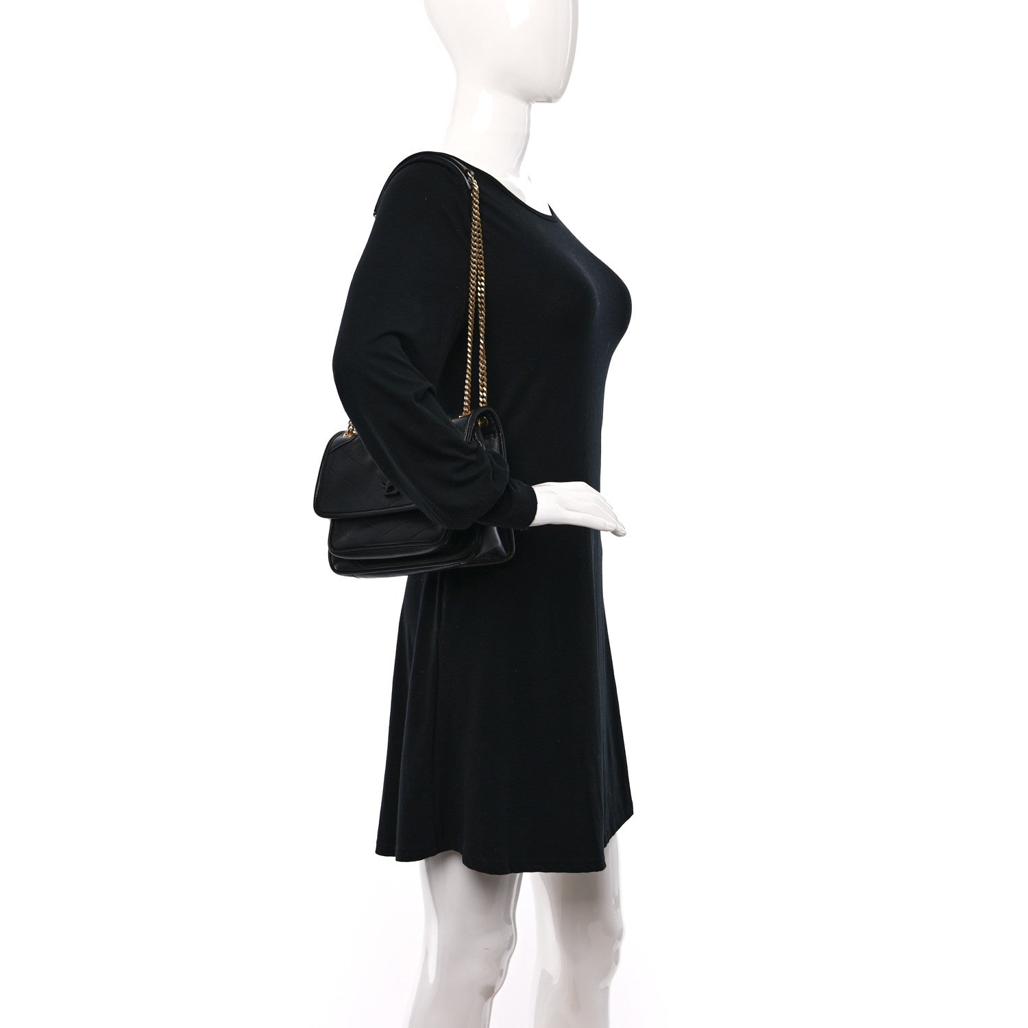 Saint Laurent Lambskin Matelasse Monogram Baby Niki Chain Satchel Black 2 of 10