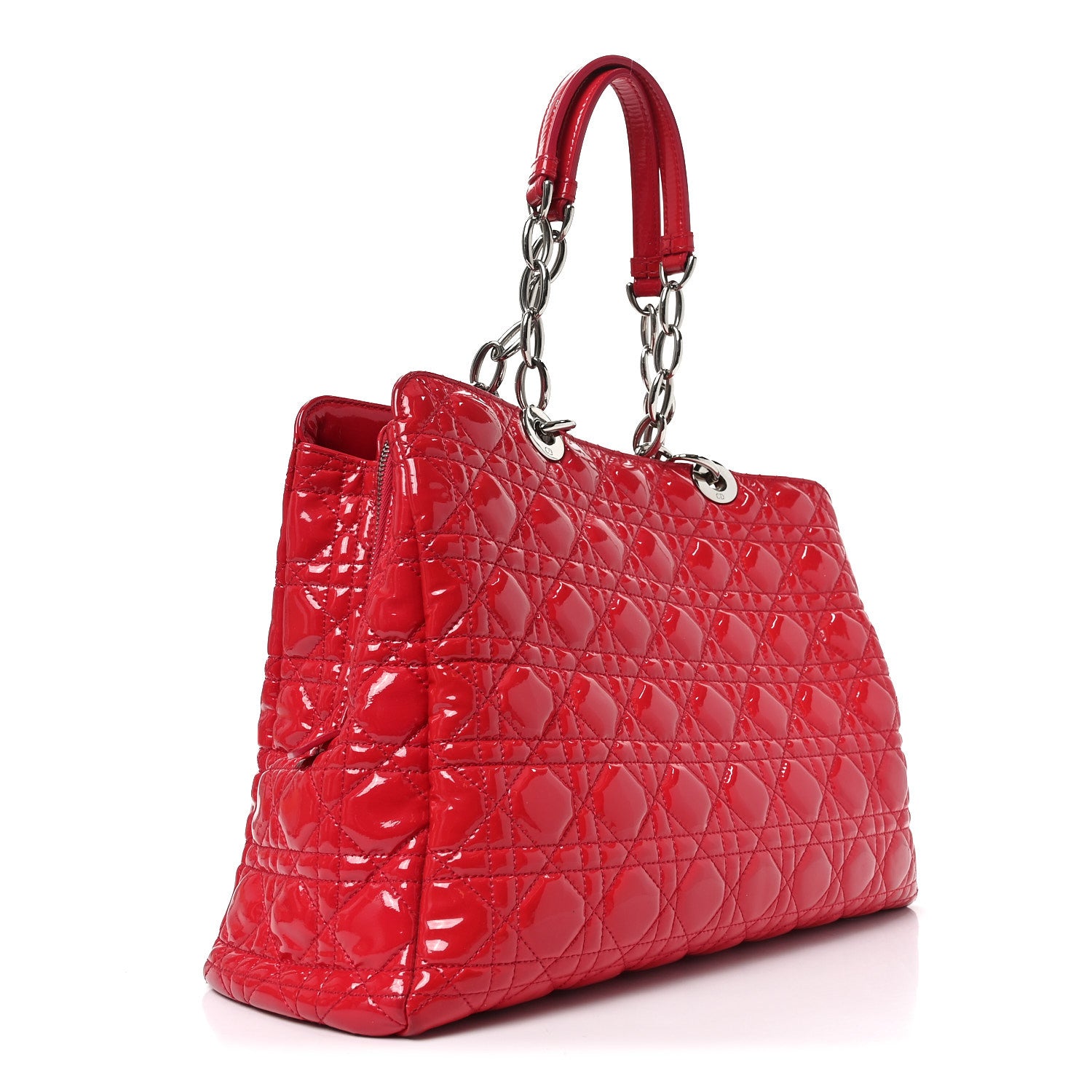 Christian Dior Patent Cannage Large Dior Soft Shopping Tote Red 3 of 11