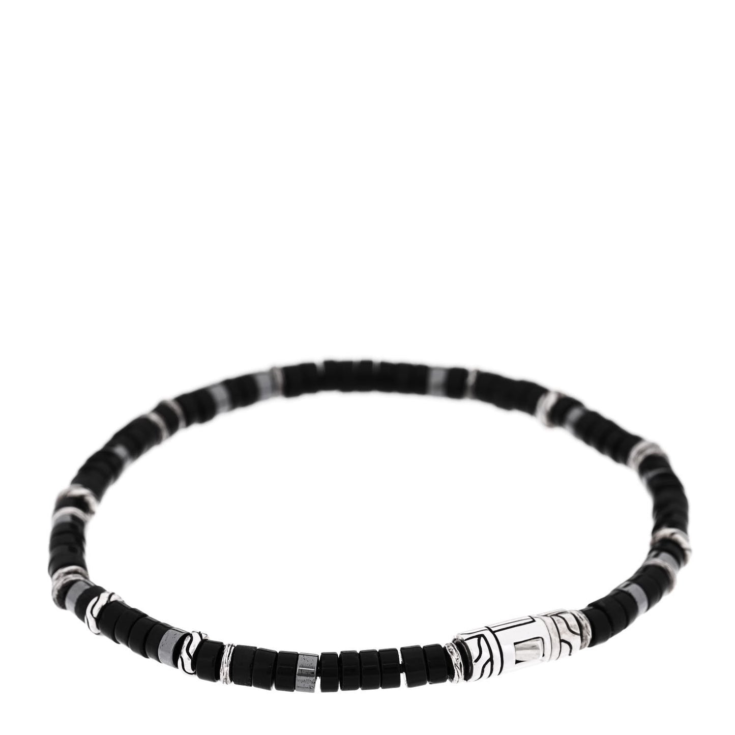 Sterling Silver Black Onyx Heishi Bracelet