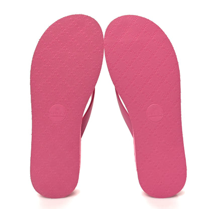Gucci Rubber Chevron Womens GG Thong Sandals 37 Pink Tropical Flower 5 of 8