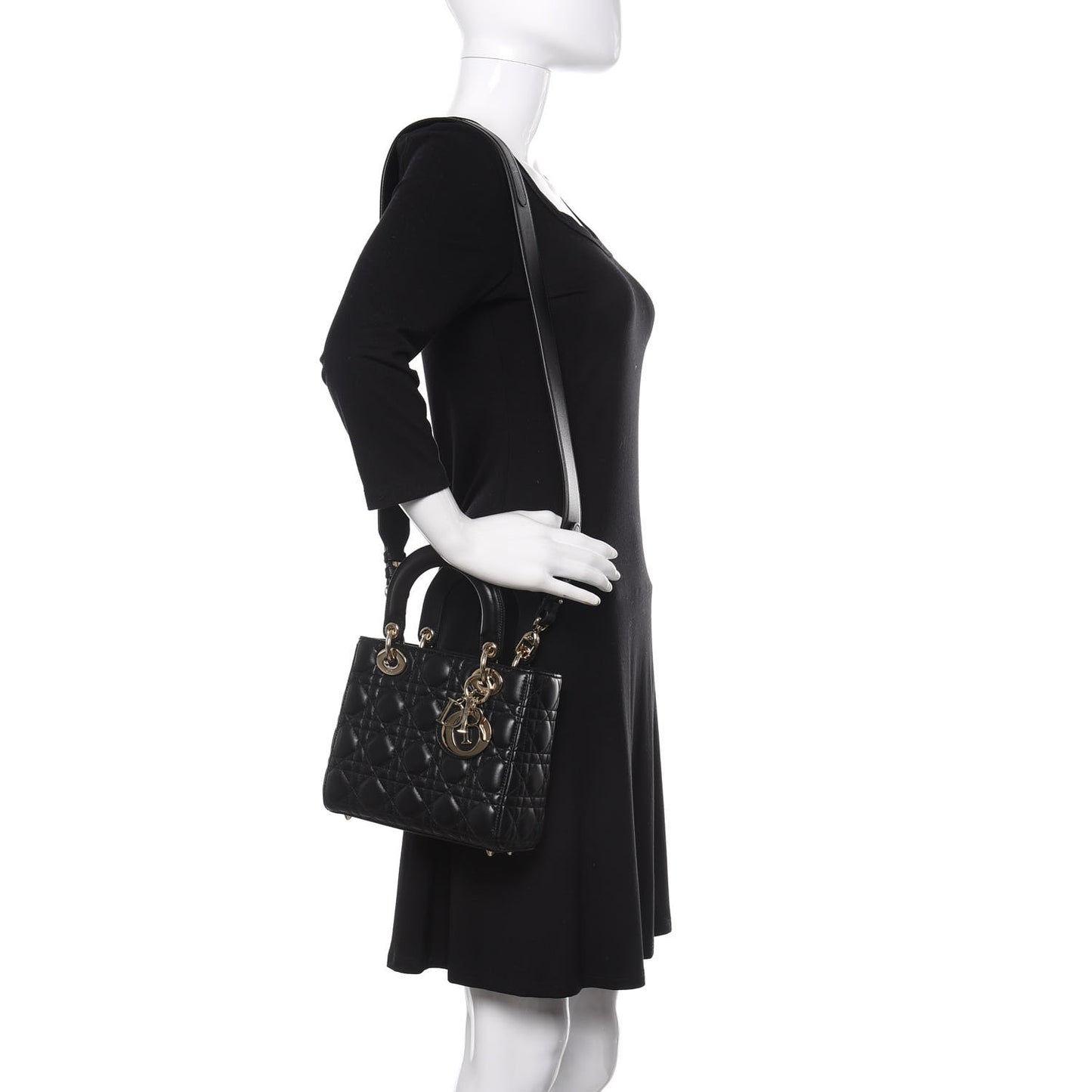 Lambskin Cannage Small Lucky Badges My Lady Dior Black