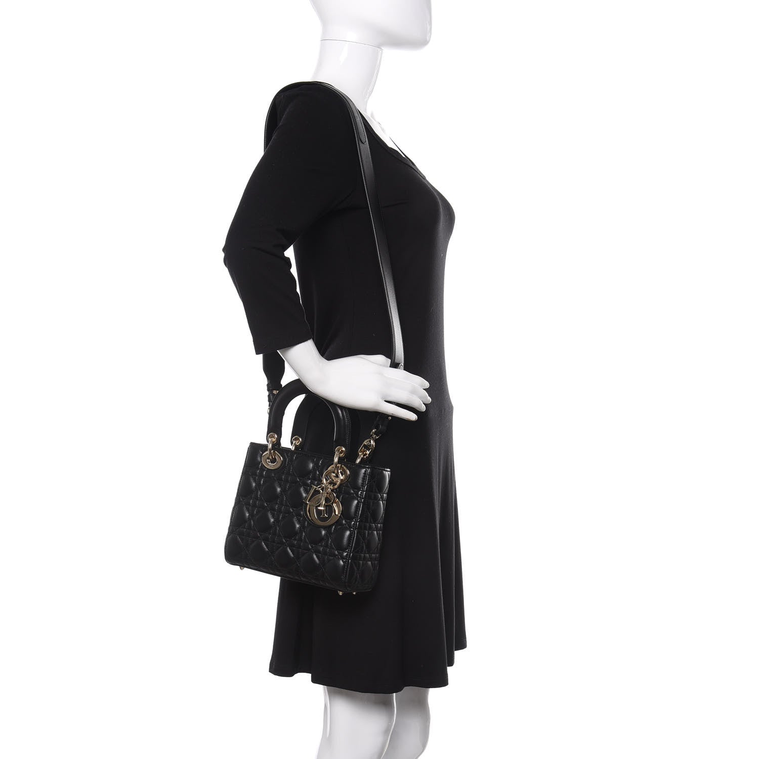 Christian Dior Lambskin Cannage Small Lucky Badges My Lady Dior Black 2 of 11