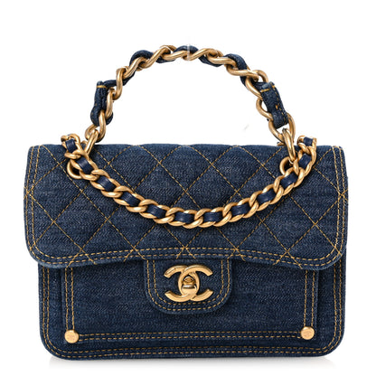 Chanel Denim Quilted Double You Mini Flap Blue 1 of 10