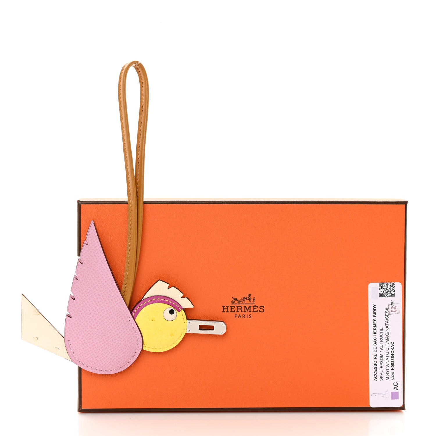 Hermes Ostrich Epsom Swift Birdy Bag Charm Mauve Sylvestre 5 of 5