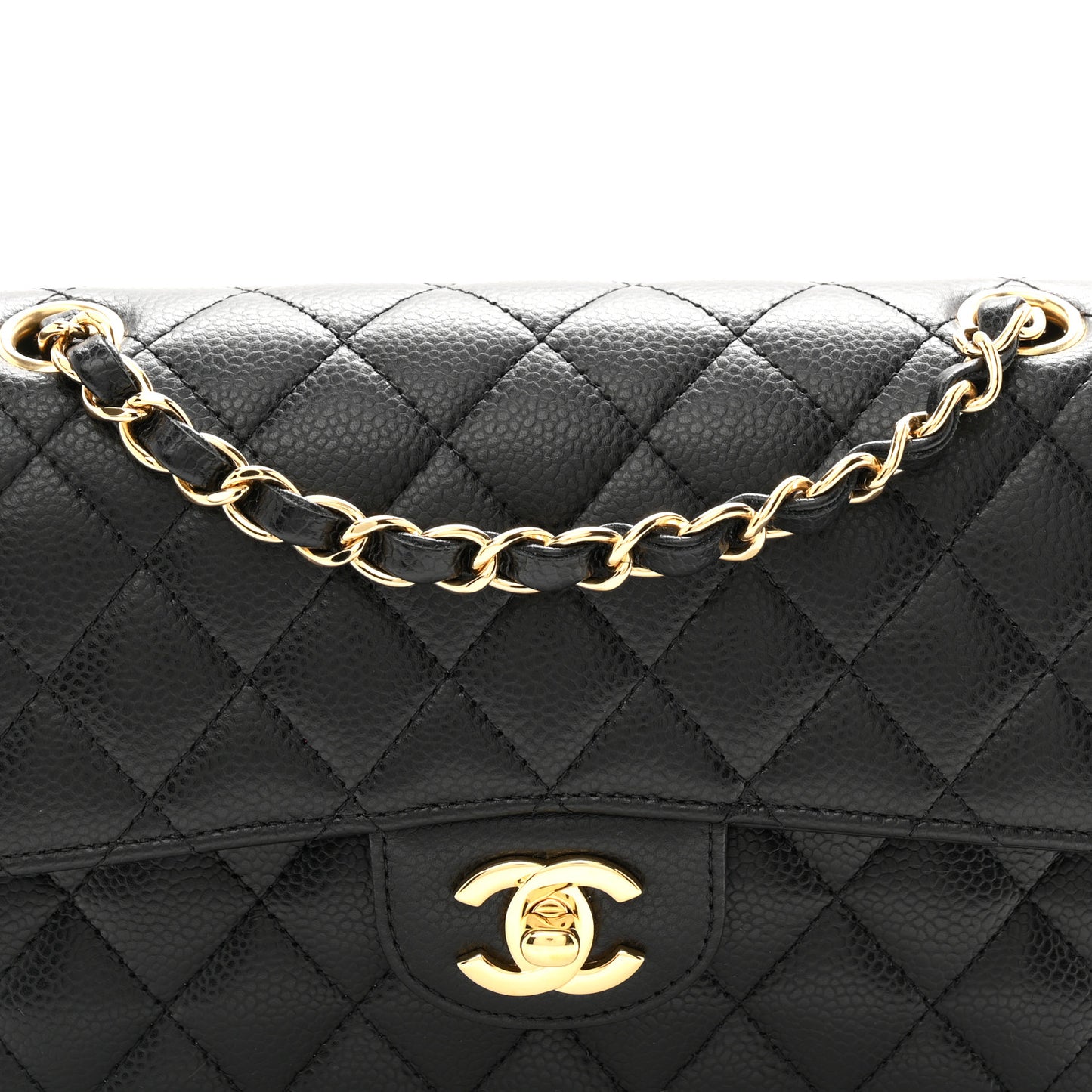 Caviar Quilted Small Double Flap Black
