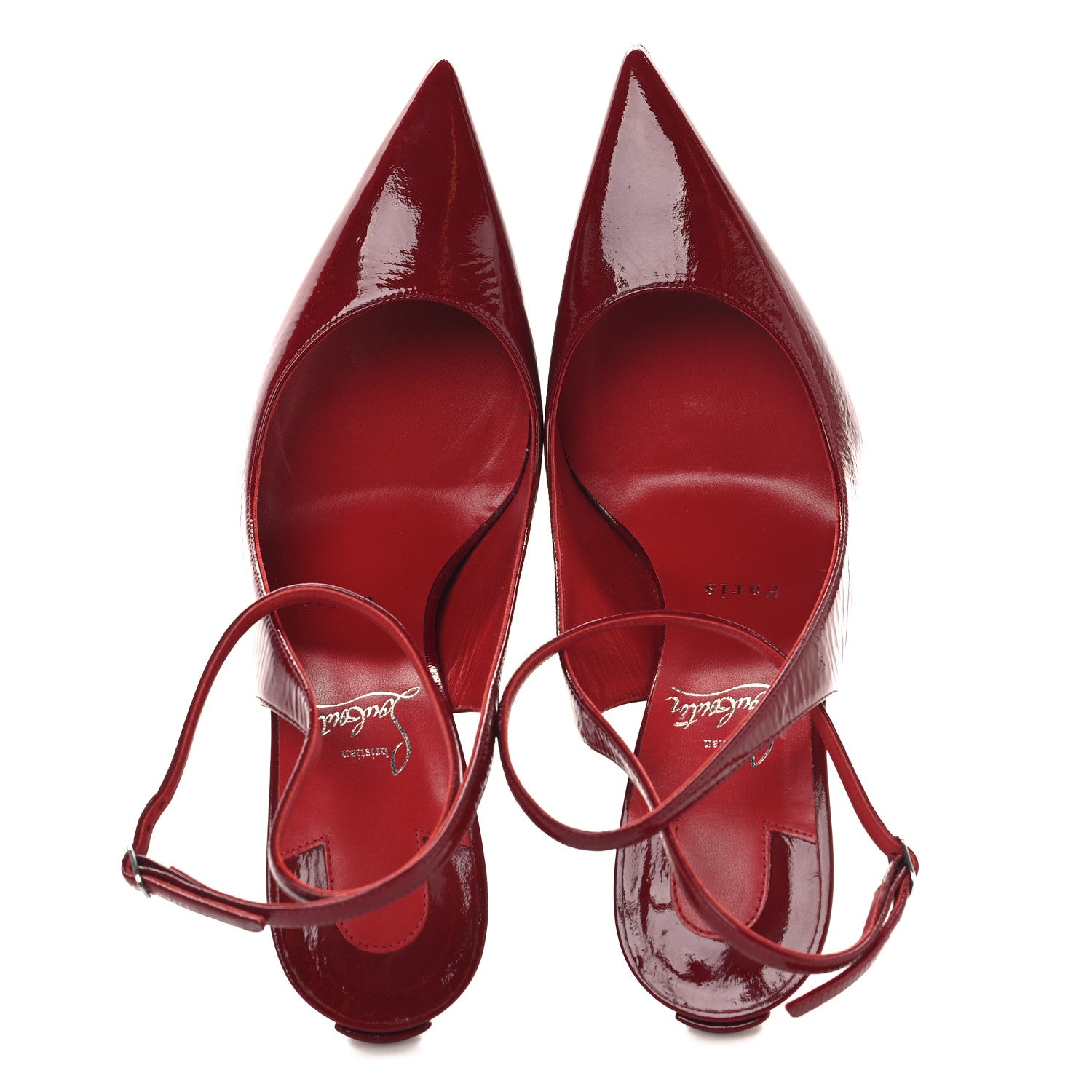 Christian Louboutin Patent Calfskin Condora Sling 100 Pumps 38.5 Red 2 of 9