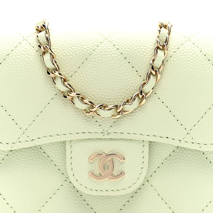 Chanel Caviar Quilted Flap Card Holder On Chain Light Green 8 of 10