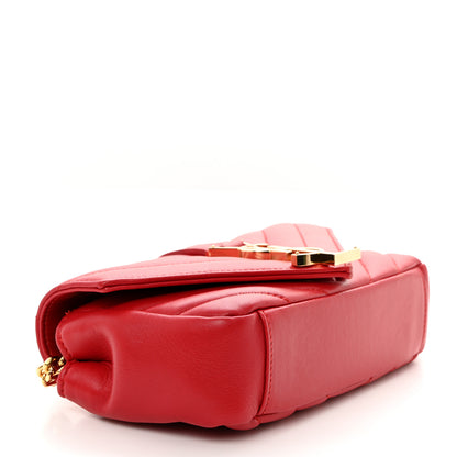 Saint Laurent Calfskin Matelasse Chevron Classic Monogram Baby Chain Bag New Red 4 of 11