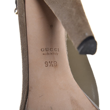 Gucci Suede Fringe Bow T-Strap High Heel Sandals 9.5 Beige 8 of 11