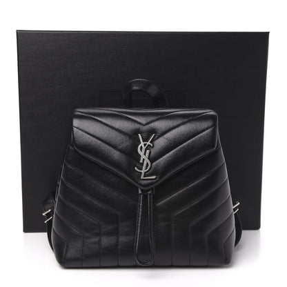 Saint Laurent Calfskin Y Quilted Monogram Small Loulou Backpack Black 10 of 10