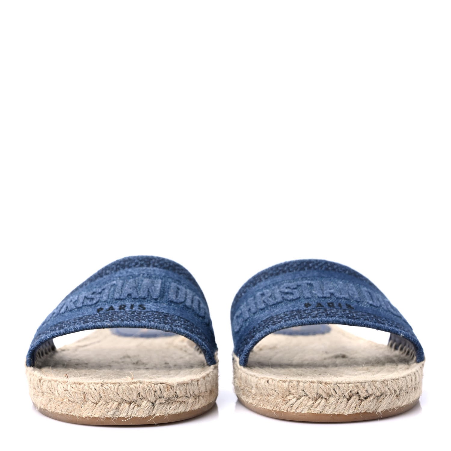 Christian Dior Denim Embroidered Granville Espadrille Flat Slide Sandals 41.5 Blue 2 of 8