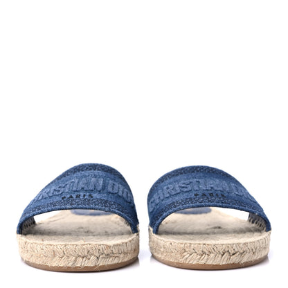 Christian Dior Denim Embroidered Granville Espadrille Flat Slide Sandals 41.5 Blue 2 of 8