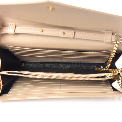Saint Laurent Grain De Poudre Matelasse Chevron Monogram Chain Wallet Nude Powder 5 of 9