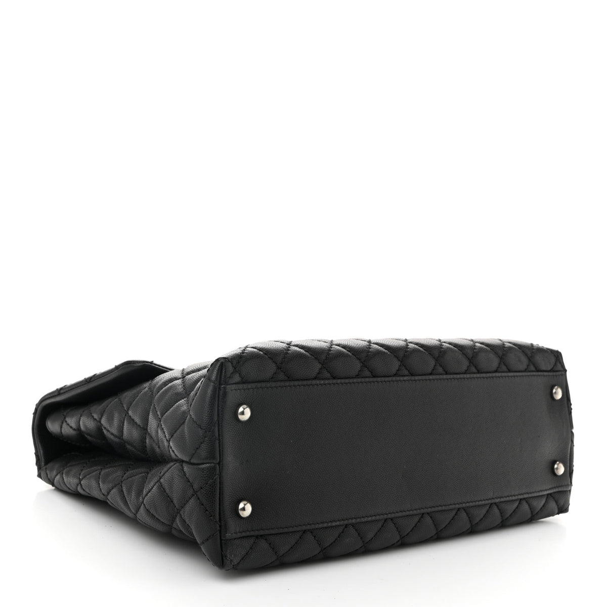 Caviar Lizard Quilted Large Coco Handle Flap Grey