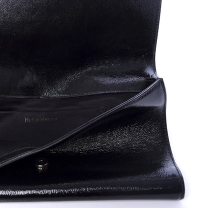 Saint Laurent Textured Patent Monogram Small Belle De Jour Clutch Black 6 of 7