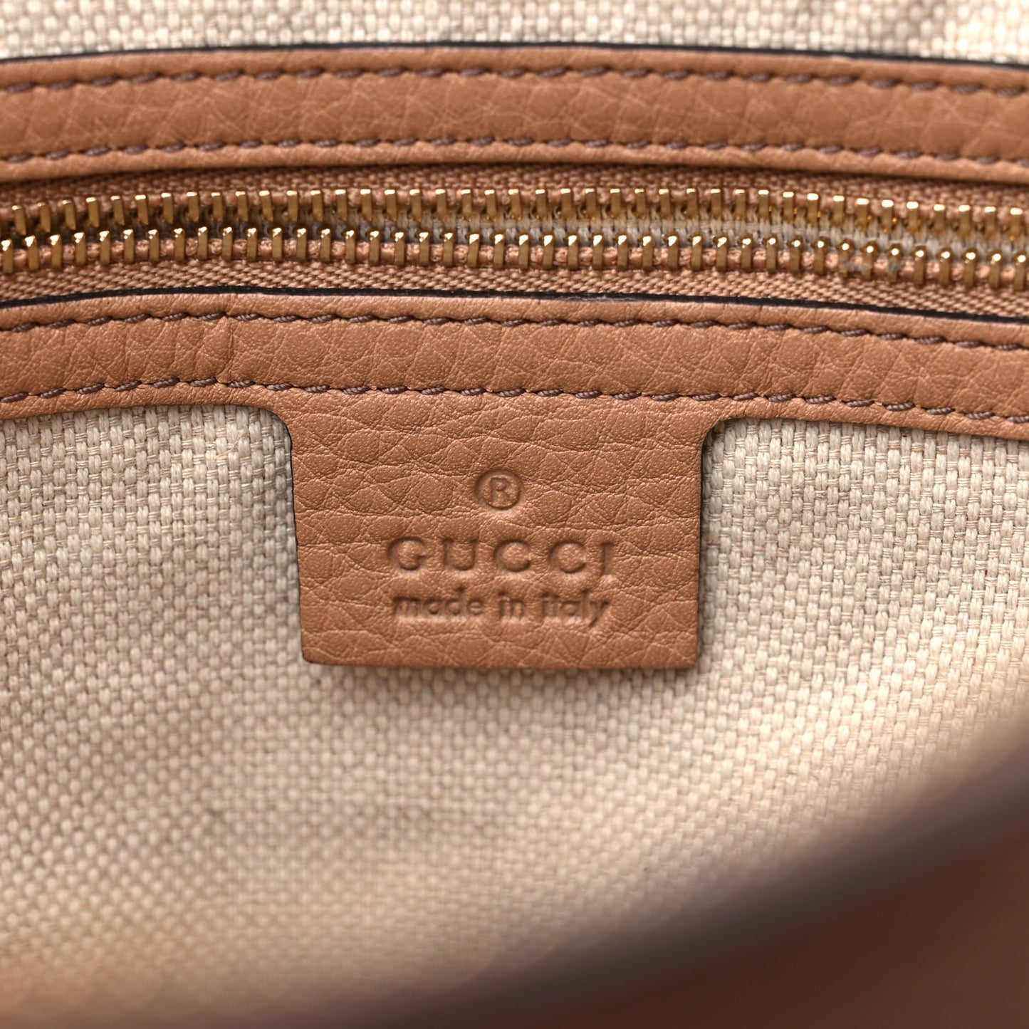 Pebbled Calfskin Small Soho Top Handle Bag Camelia