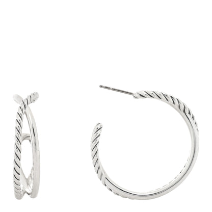 David Yurman Sterling Silver Crossover Cable Hoop Earrings 1 of 4