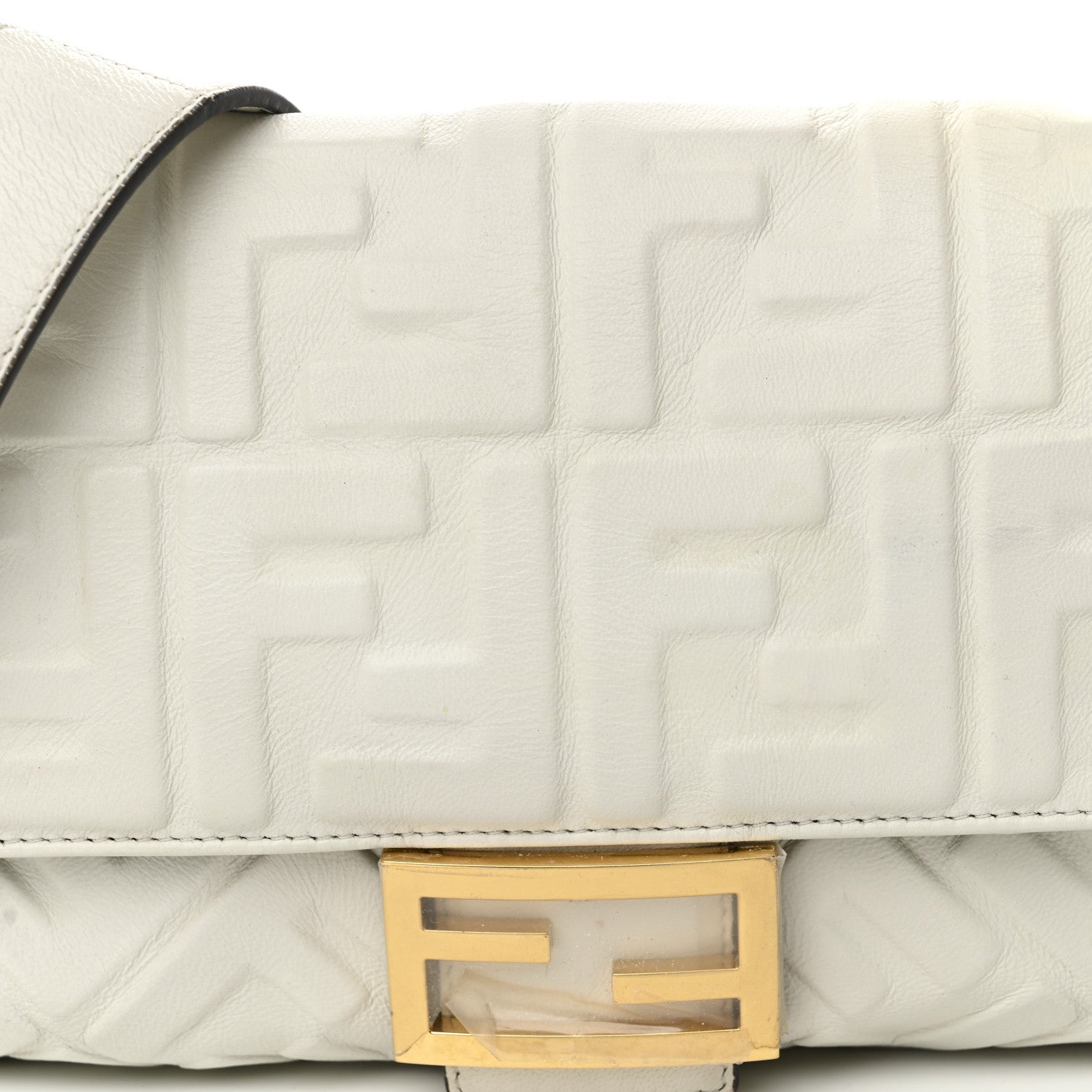 Fendi Nappa FF 1974 Embossed Large Baguette White 8 of 10