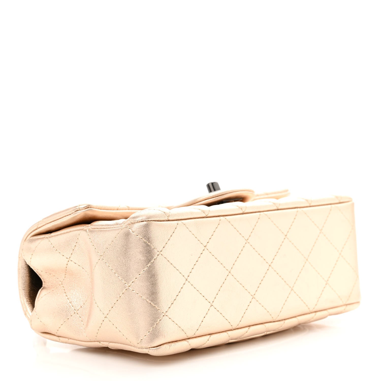 Chanel Metallic Lambskin Quilted Mini Rectangular Flap Gold Black 4 of 10