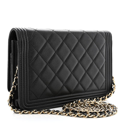 Chanel Caviar Quilted Boy Wallet On Chain WOC Black 3 of 14