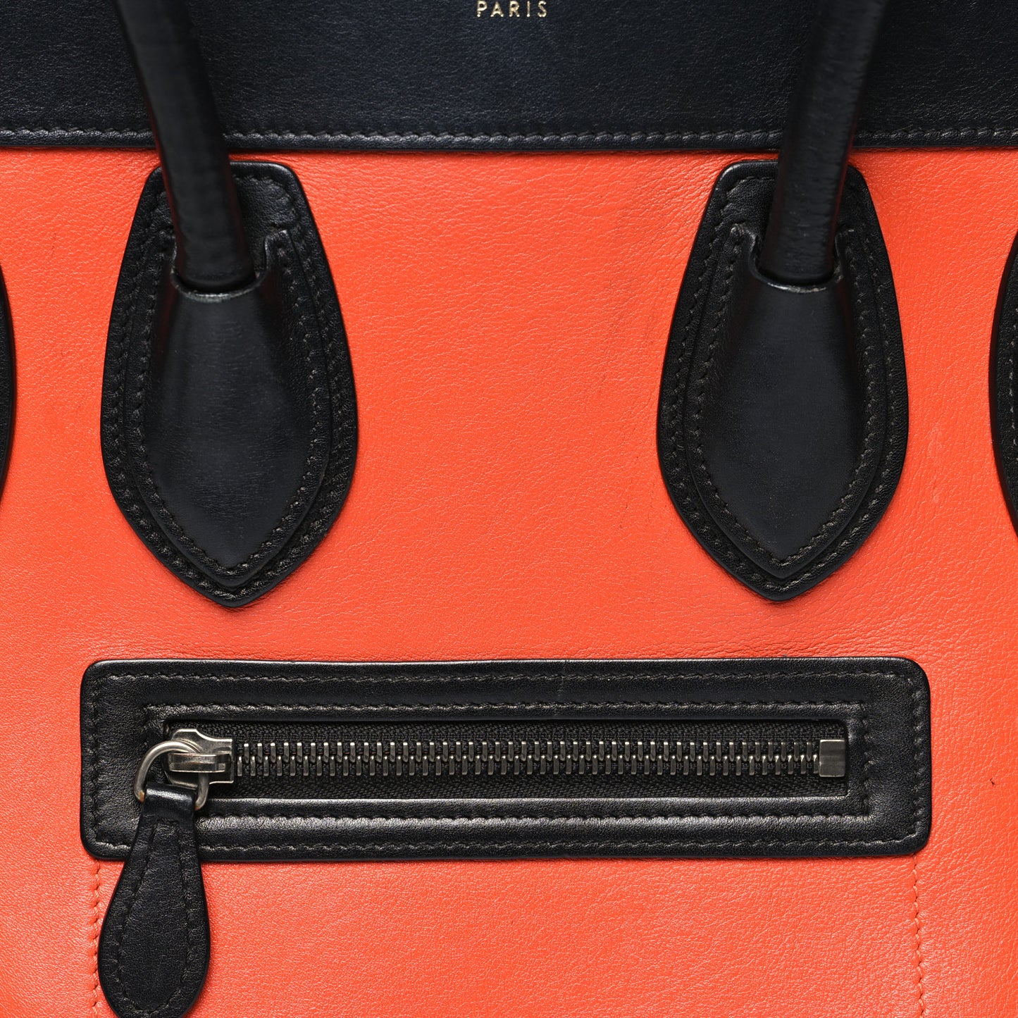 Drummed Calfskin Micro Tri-Color Luggage Bright Orange