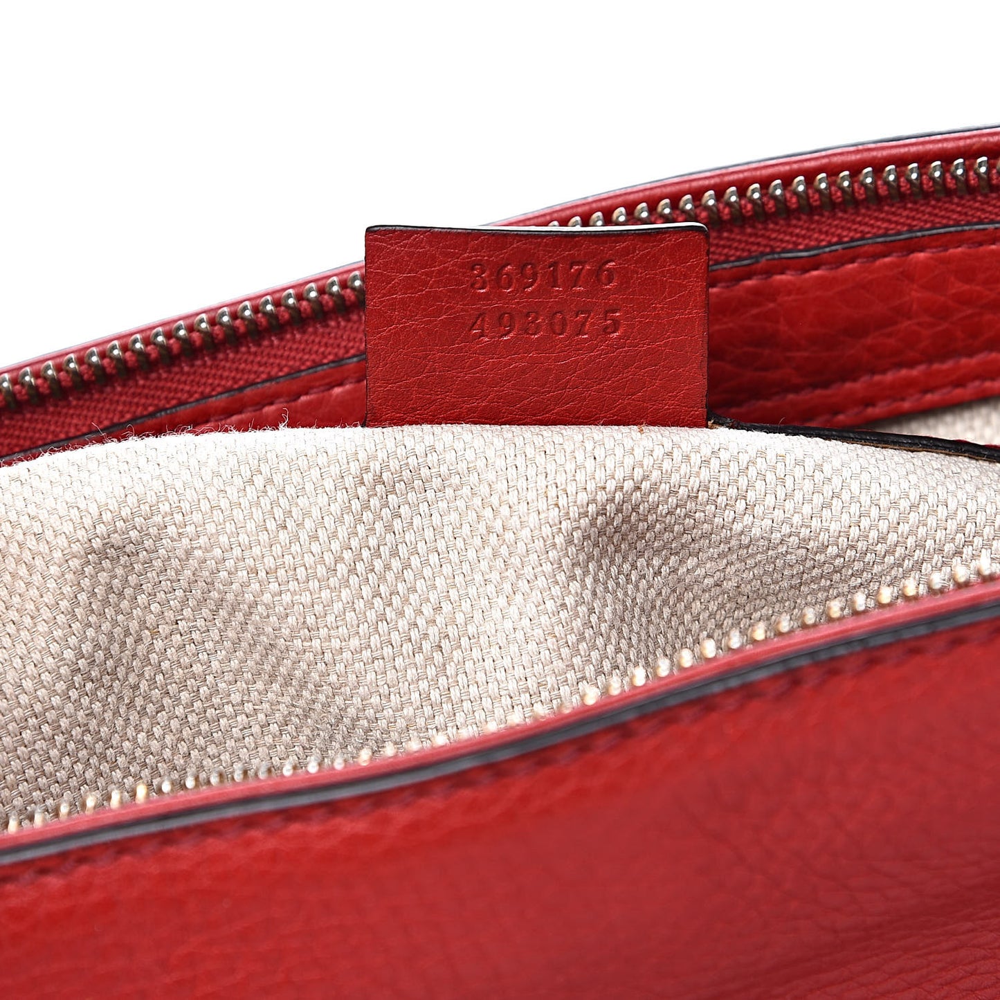 Pebbled Calfskin Small Soho Top Handle Bag Red