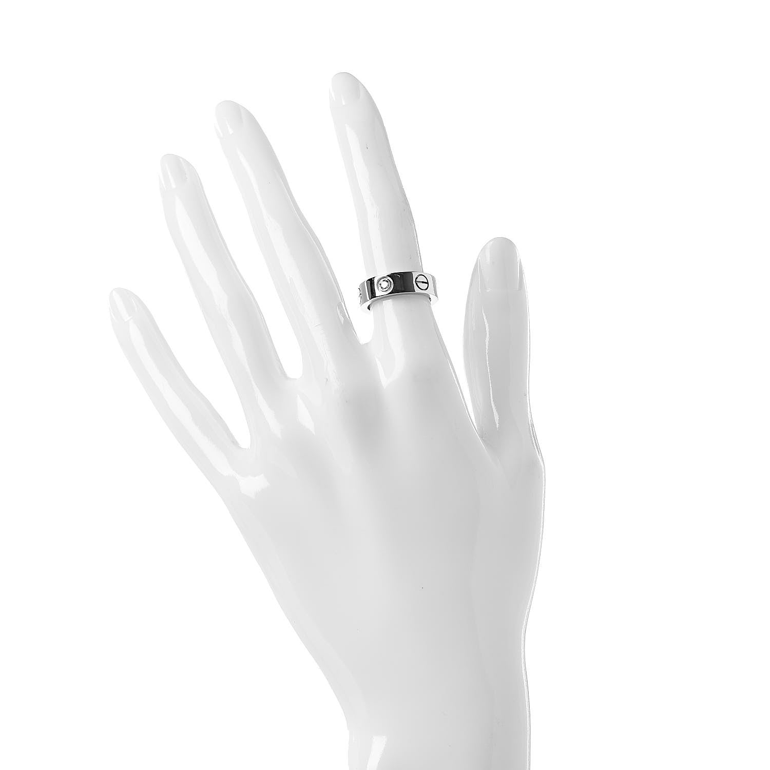 Cartier 18K White Gold 3 Diamond 5.5mm LOVE Ring 48 4.5 2 of 5