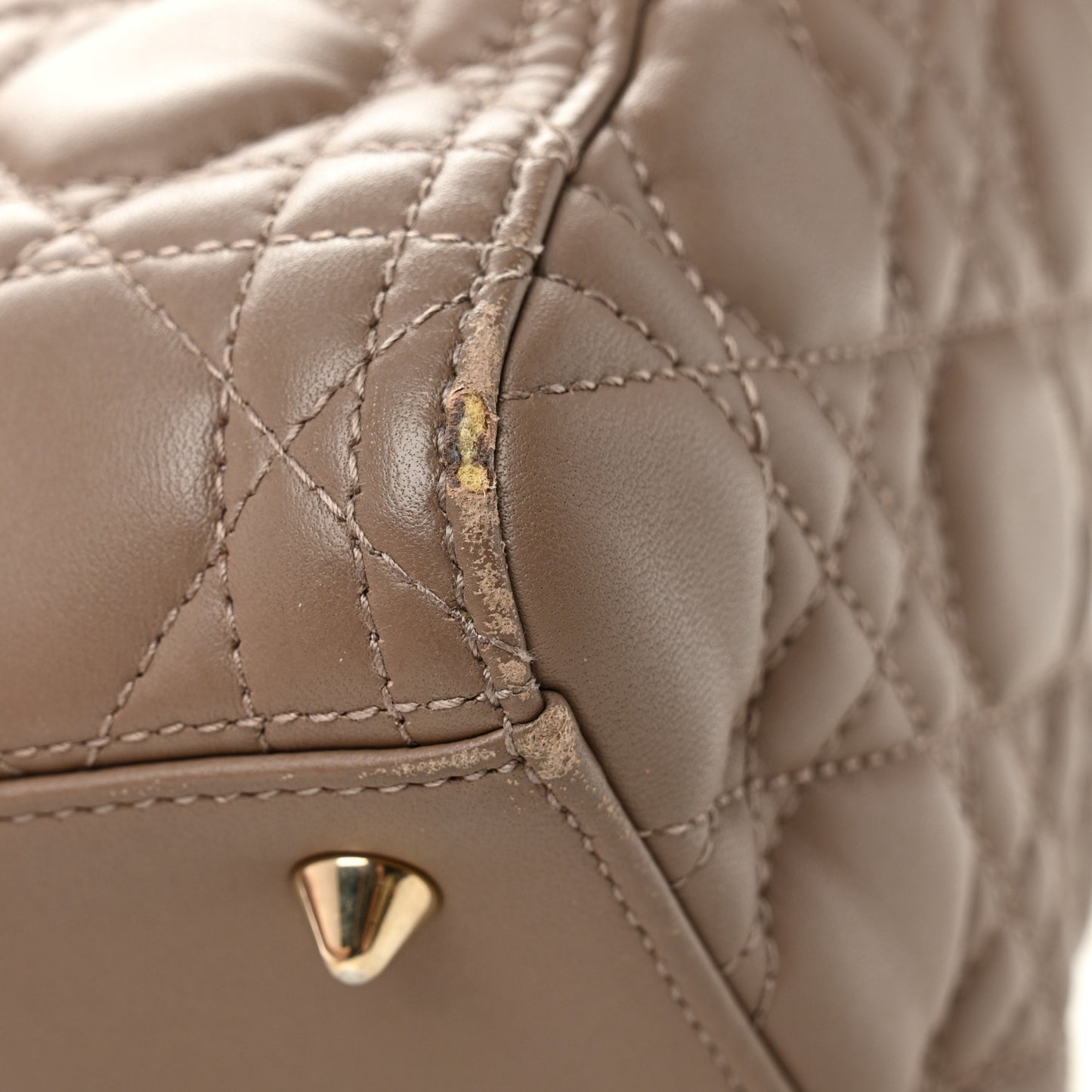 Lambskin Cannage Medium Lady Dior Warm Taupe