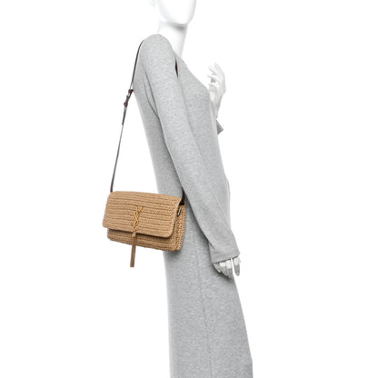 Saint Laurent Raffia Monogram Tassel Kate 99 Dark Nude 2 of 10