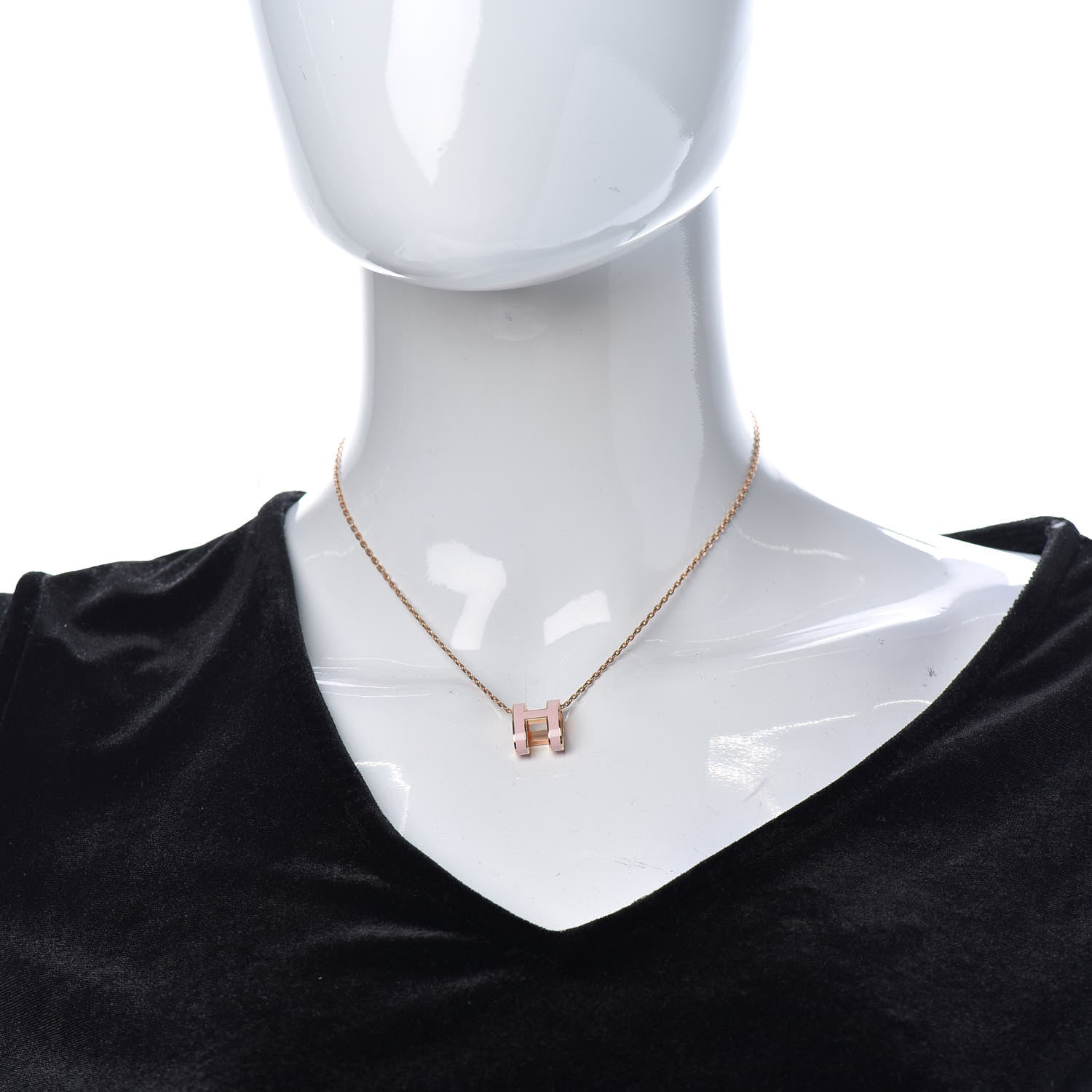 Hermes Lacquered Rose Gold Pop H Pendant Necklace Rose Dragee 2 of 6