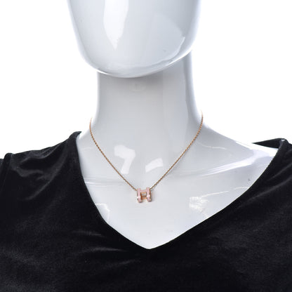 Hermes Lacquered Rose Gold Pop H Pendant Necklace Rose Dragee 2 of 6