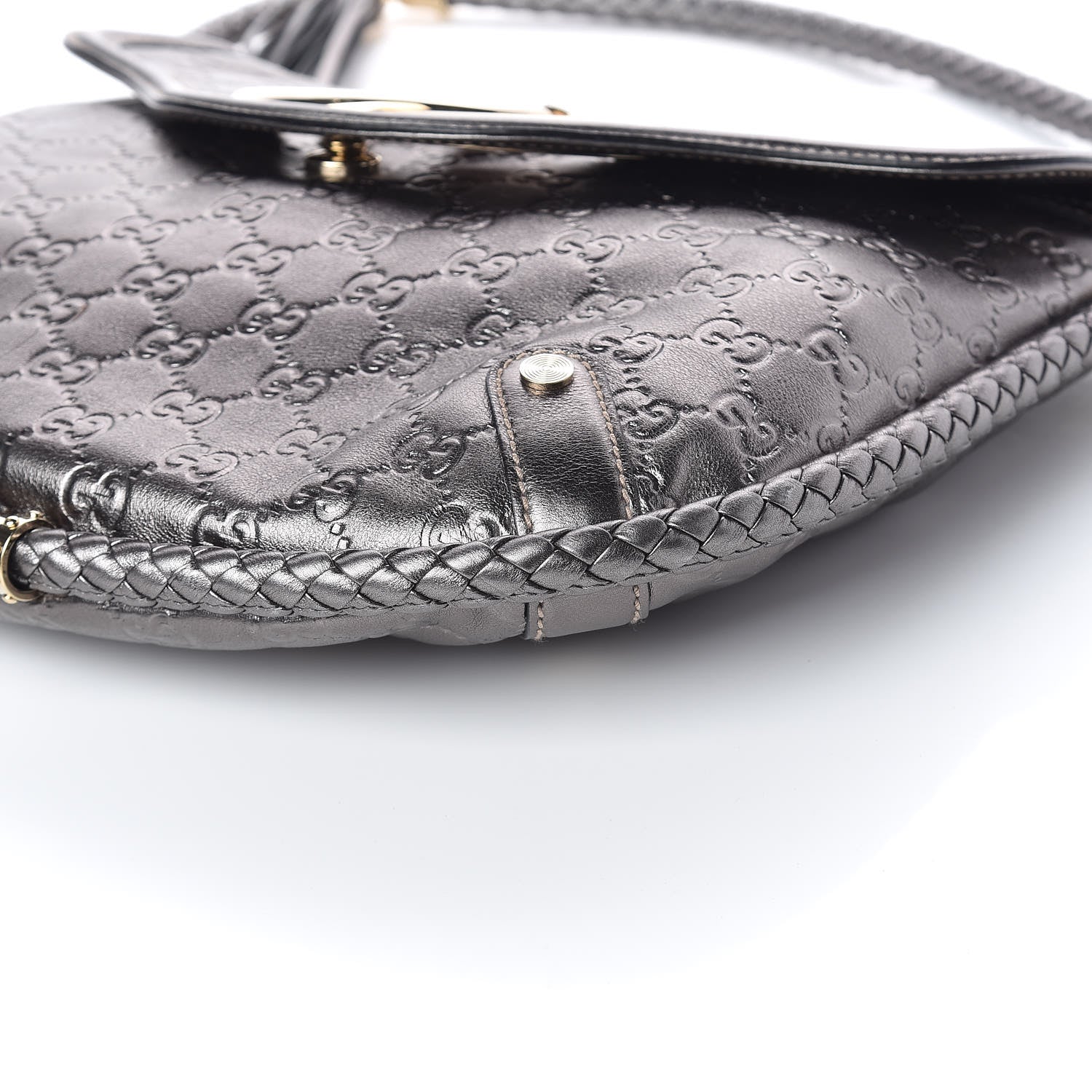 Gucci Guccissima Britt Tassel Shoulder Bag Gunmetal 6 of 10