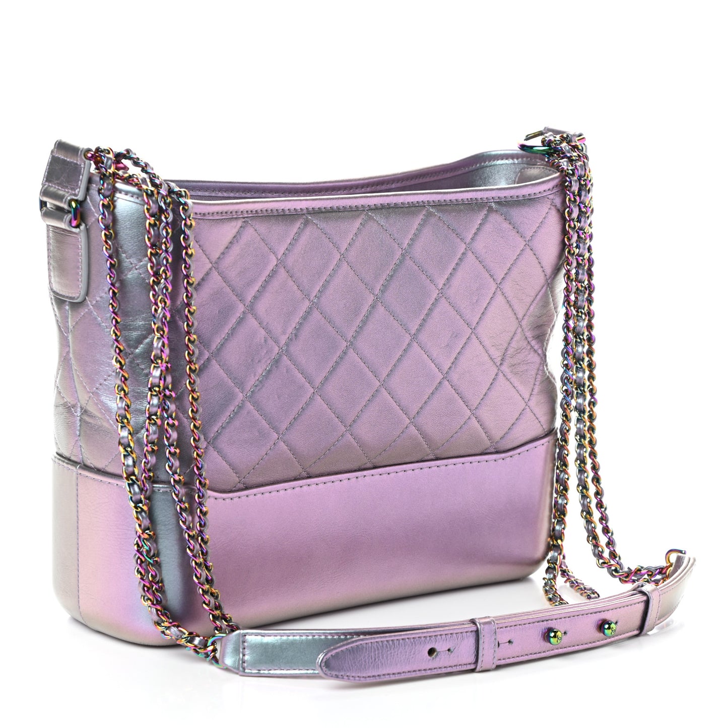Iridescent Lambskin Calfskin Quilted Medium Gabrielle Hobo Light Purple