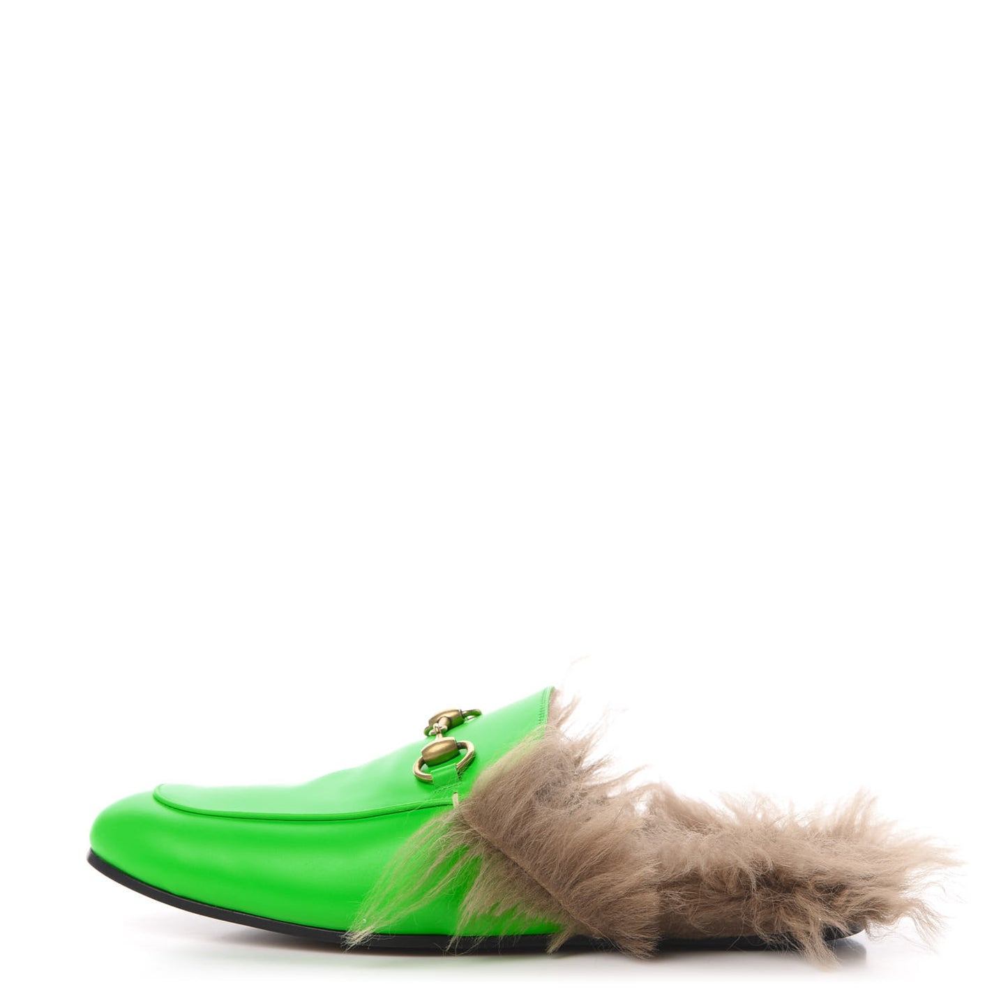 Calfskin Fur Mens Princetown Slippers 7 Fluorescent Green