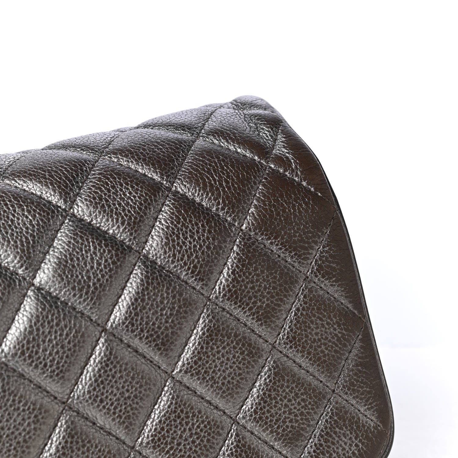Chanel Metallic Calfskin Quilted Jumbo Chain Detail Flap Silver 9 of 14