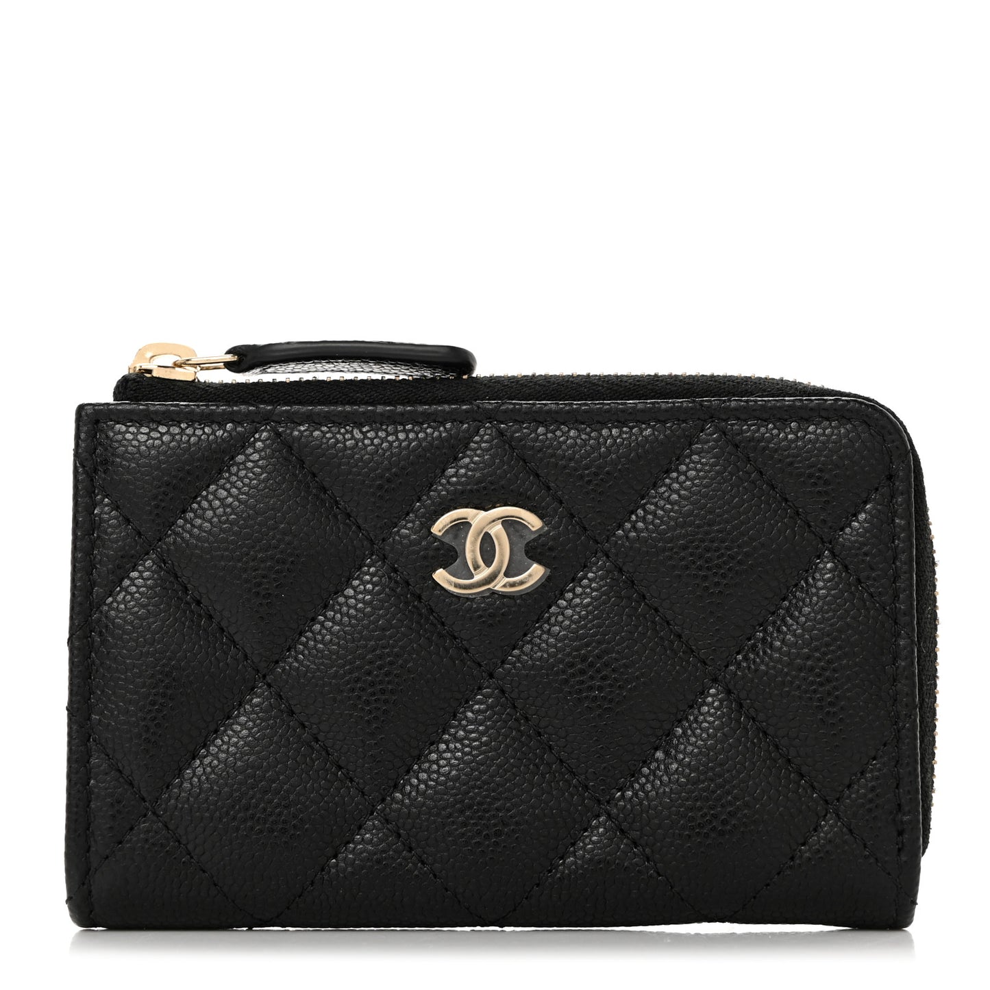 Caviar Quilted Zipped Key Holder Case Black