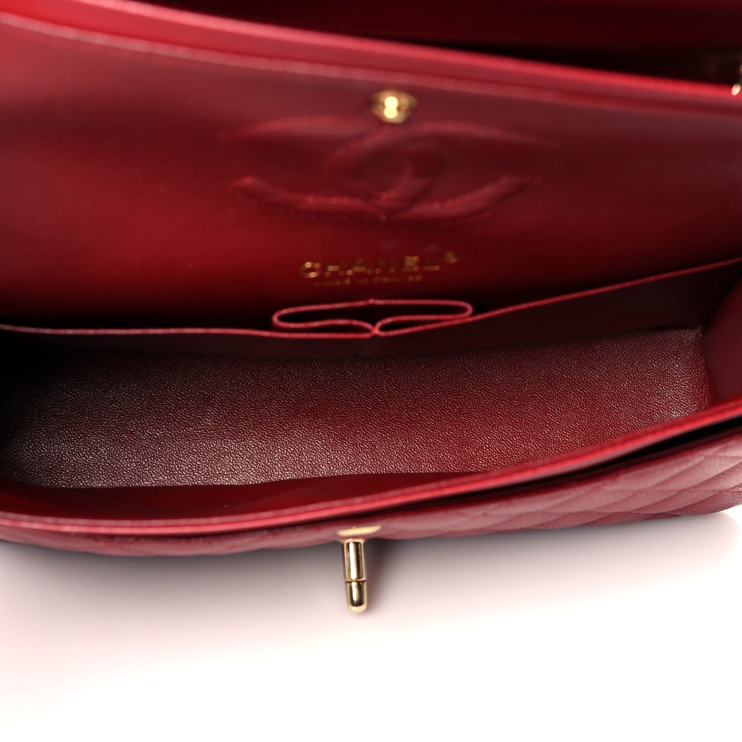Chanel Caviar Quilted Medium Double Flap Dark Red 5 of 9