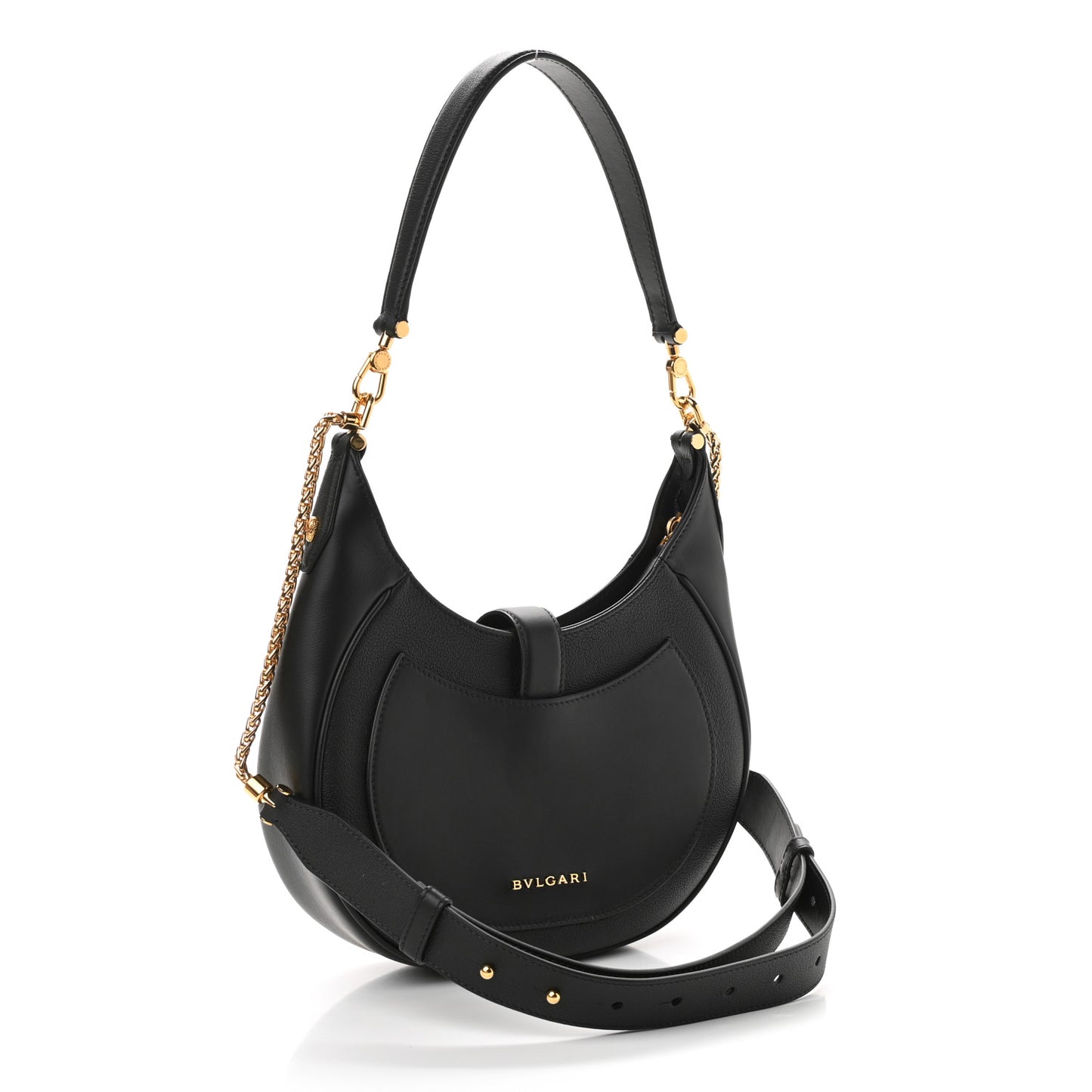 Urban Grain Smooth Calfskin Serpenti Ellipse Shoulder Bag Black