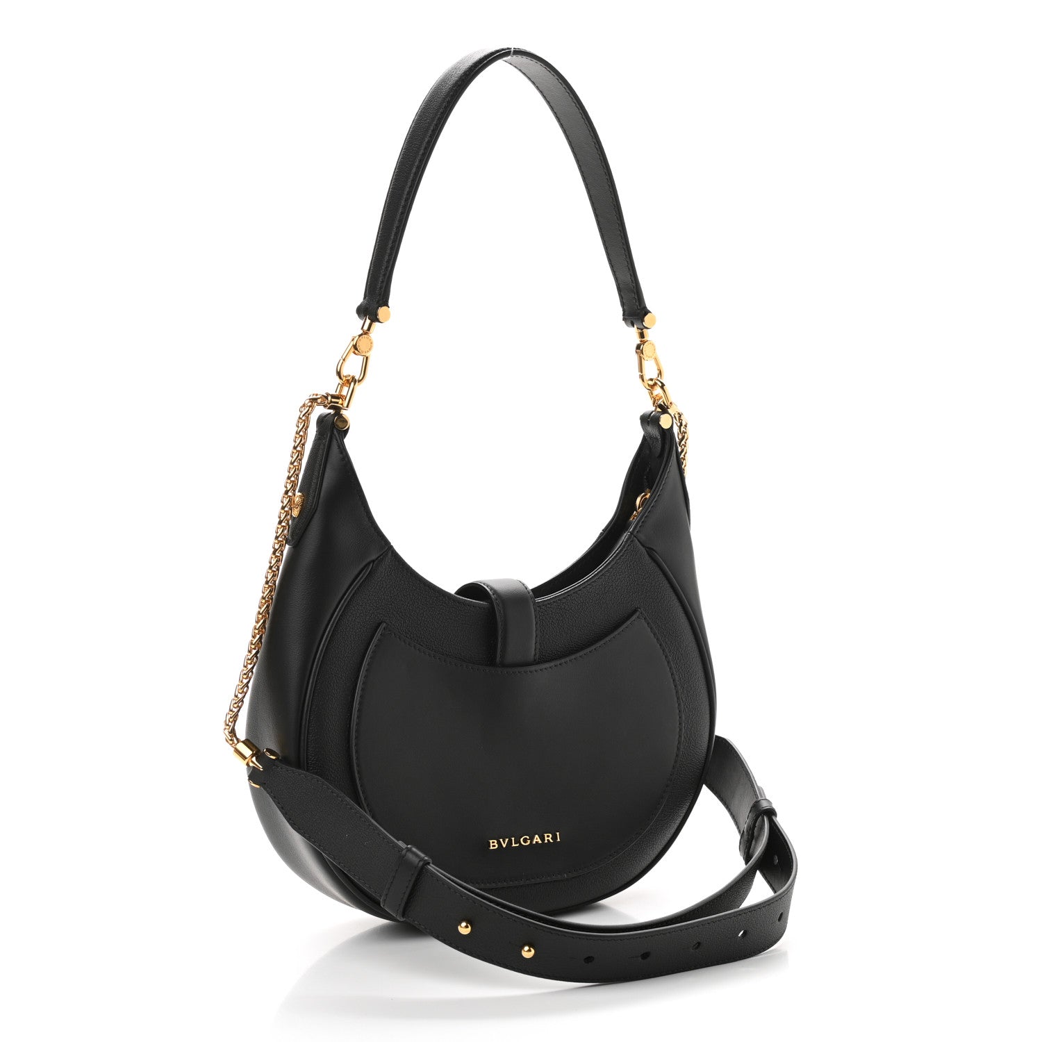 Bulgari Urban Grain Smooth Calfskin Serpenti Ellipse Shoulder Bag Black 3 of 9