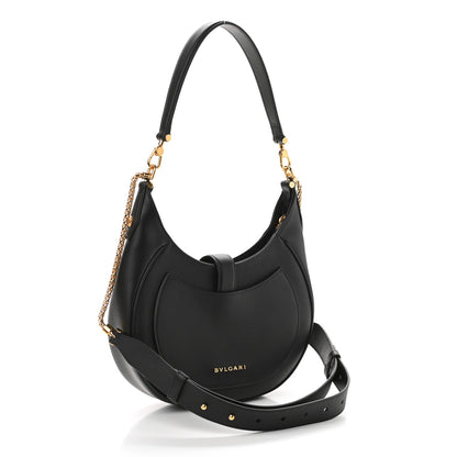 Bulgari Urban Grain Smooth Calfskin Serpenti Ellipse Shoulder Bag Black 3 of 9