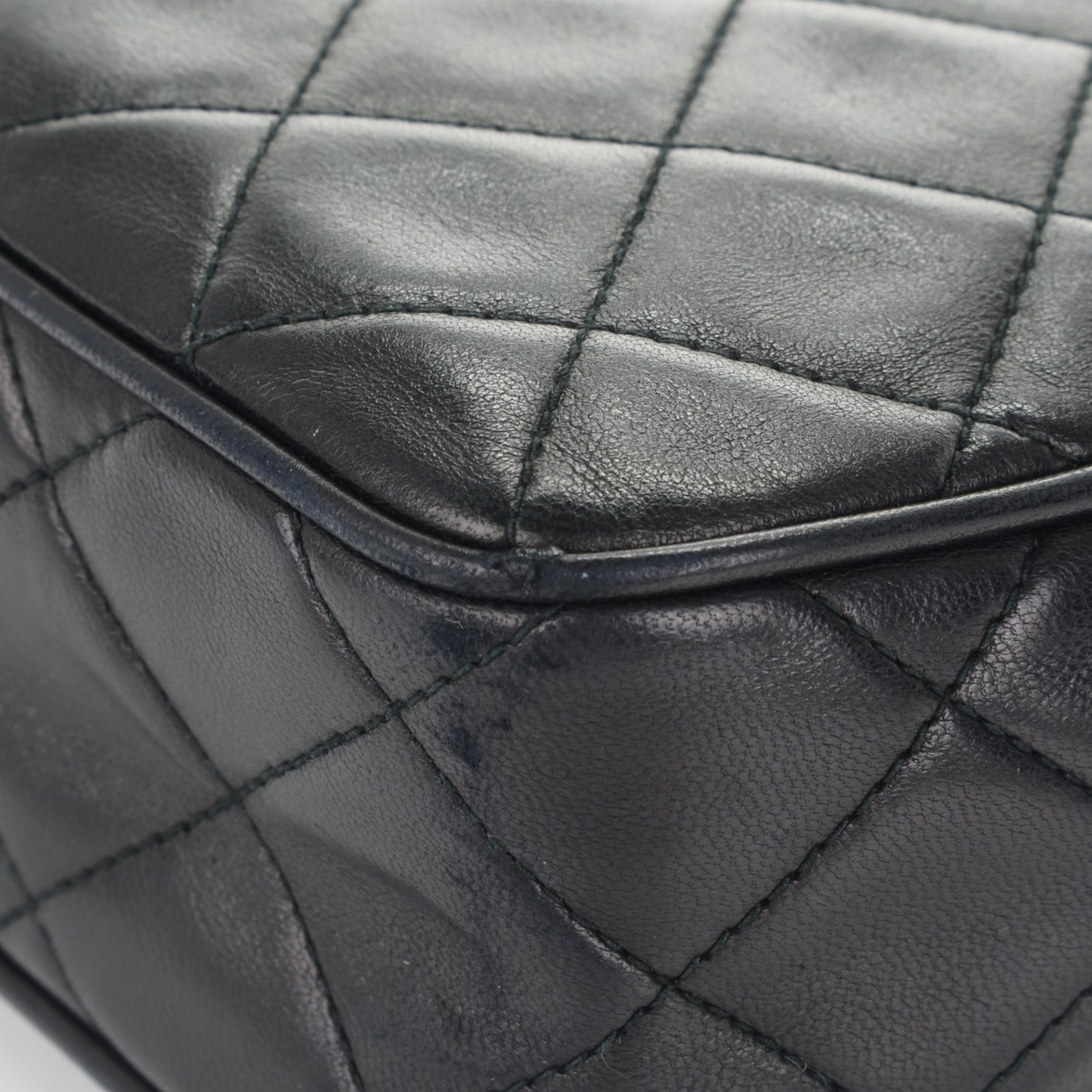 Lambskin Quilted Tassel Camera Case Black