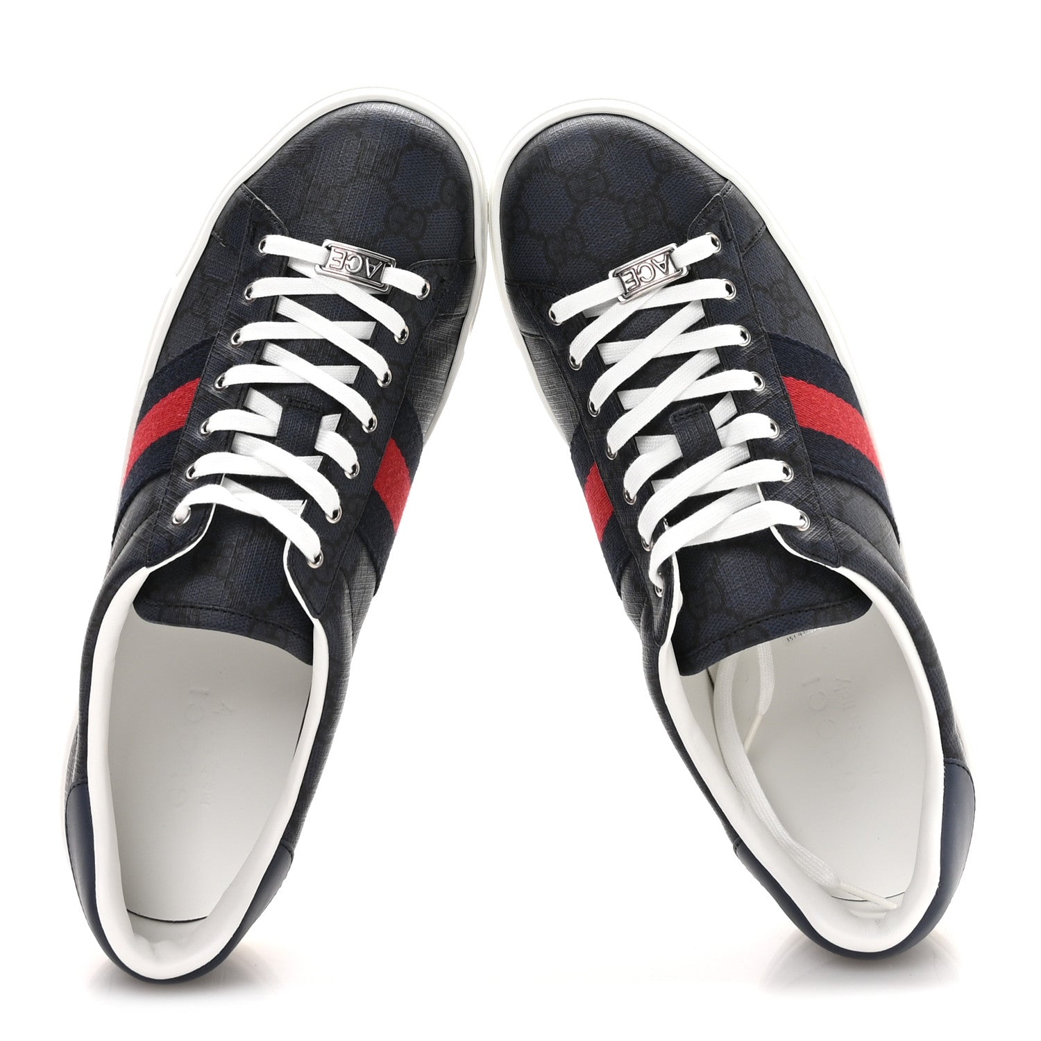 Gucci GG Supreme Monogram Web Mens New Ace Sneakers 9.5 Dark Blue 2 of 9