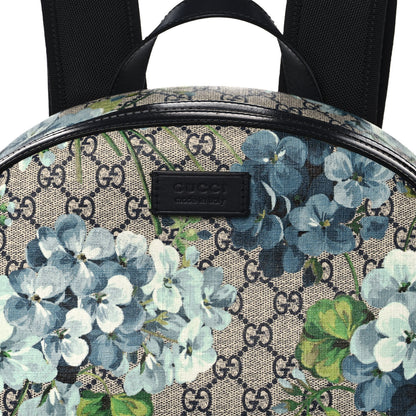 Gucci GG Supreme Monogram Blooms Medium Day Backpack Beige Blue Navy 11 of 12